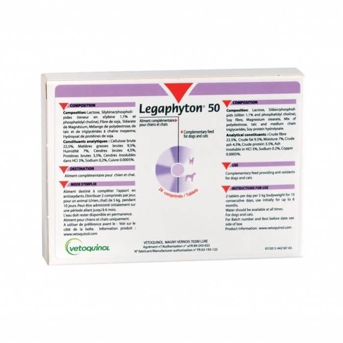 Legaphyton 50 - Vetoquinol Lever- en Nierondersteunend Supplement voor Honden en Katten - 24 Tabletten