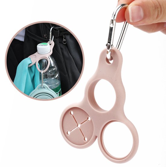 Flessenhouder - Siliconen Fles Houder - 4 stuks - Flessenhouders Set - Met D-ringhaak - siliconen haakclip - Fleshouder - Handdoekhaak - met Ophangclip- Sleutelhanger en Handdoeklus - Geschikt voor 2 Flessen - Ideaal voor Outdoor- Kamperen- Wandelen — afbeelding 3