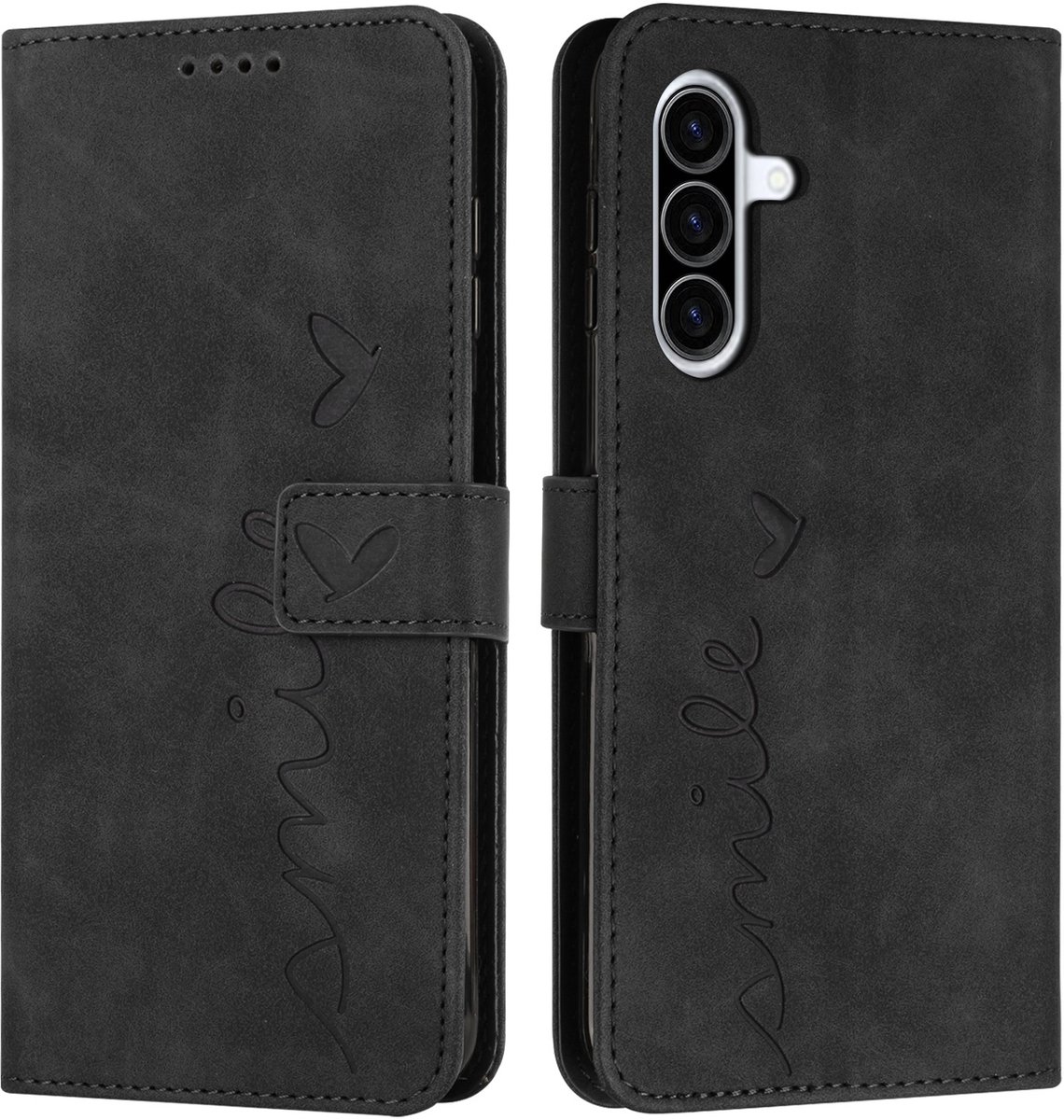 Coverup Hoesje - Geschikt voor Samsung Galaxy A27 Hoesje - Coverup Smile Book Case - Zwart