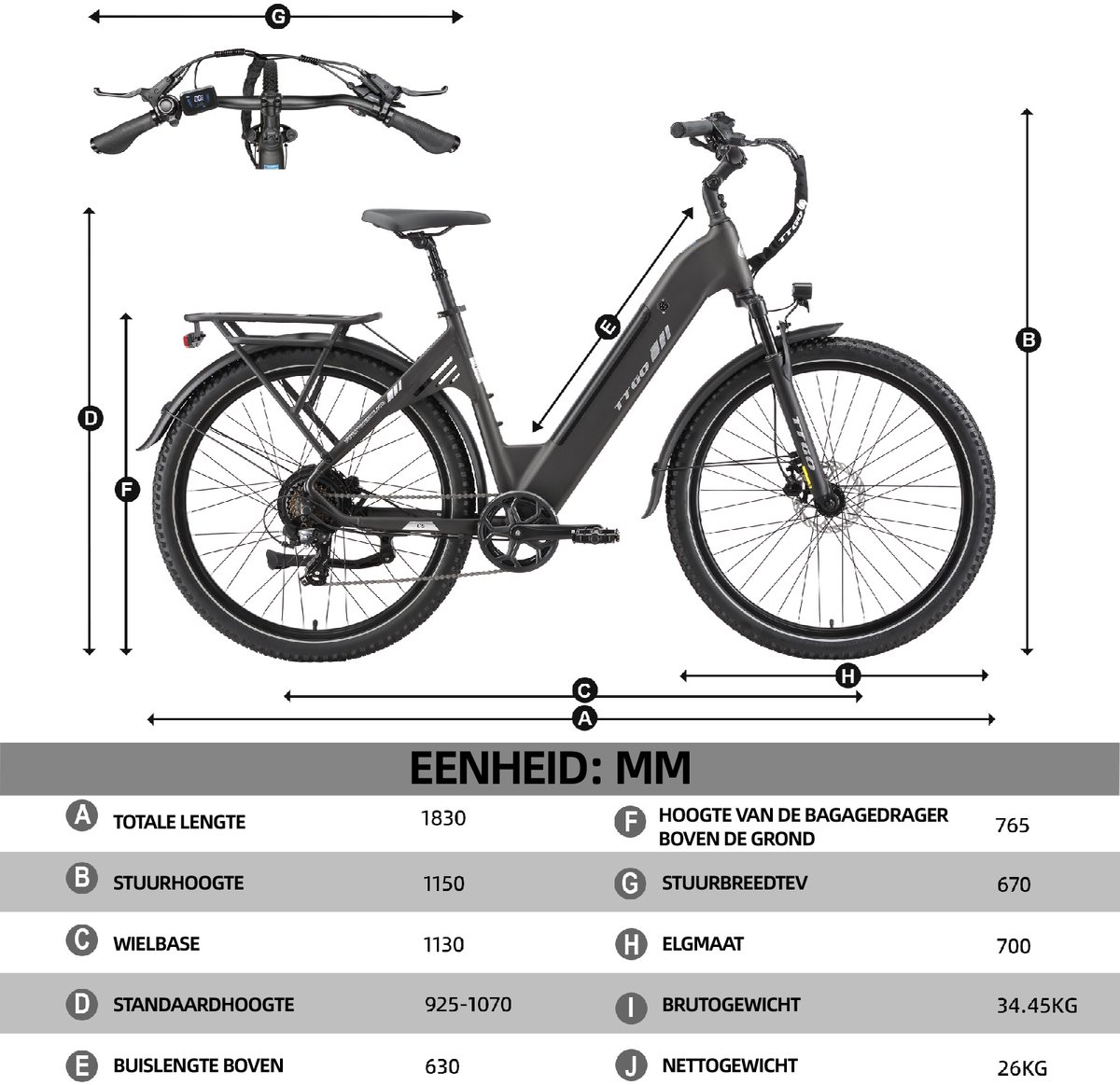 TTGO C5 E-bike - 25 km/u - 27.5inch - 90km actieradius - 250W motor - 48V 13.5Ah accu - 70NM - grijs thumbnail 3