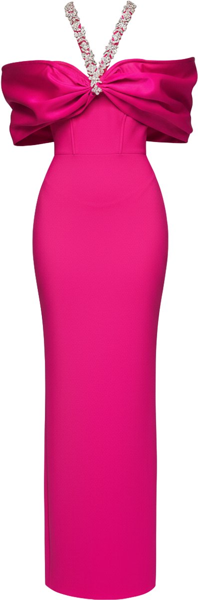 LARICA Jurk - Strapless - Rits - Effen Fuchsia S