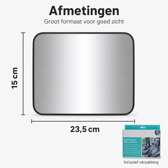 Autospiegel Baby - Achterbank Spiegel Baby - Achteruitkijkspiegel - Groot, Stevig en Verstelbaar- 23,5x15 cm - Zwart — afbeelding 3