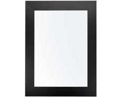 Giftdecor Wandspiegel Verona - zwart - mdf frame - brede lijst - 38 x 48 cm - Gang - Toilet - Kamer