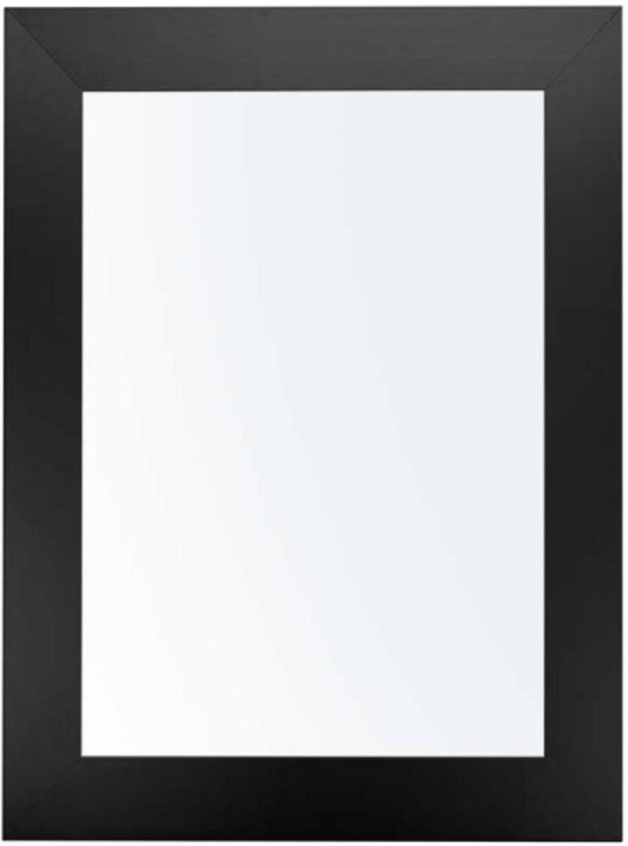 Giftdecor Wandspiegel Verona - zwart - mdf frame - brede lijst - 38 x 48 cm - Gang - Toilet - Kamer