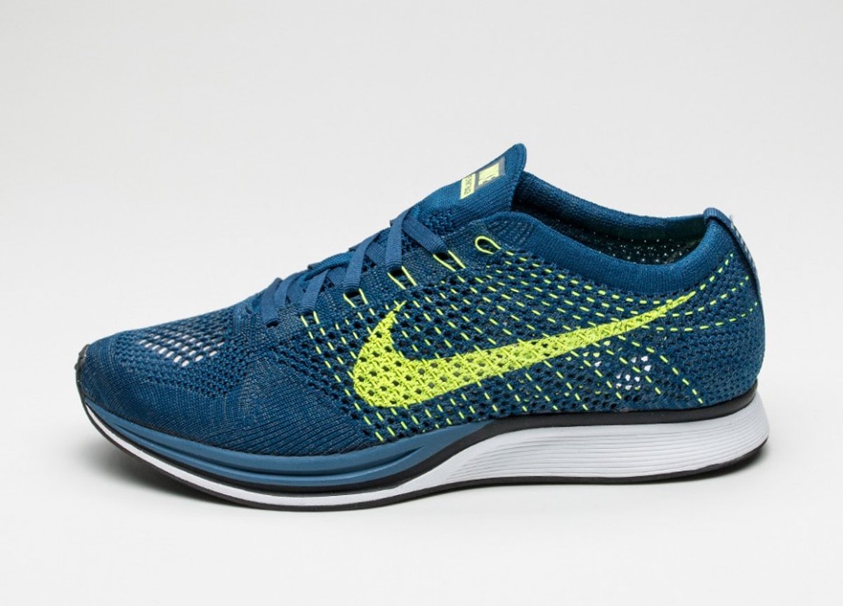 Nike Flyknit Racer Hardloopschoenen 42 Brave /Volt-Squadron Volt Flyknit Running Blauw