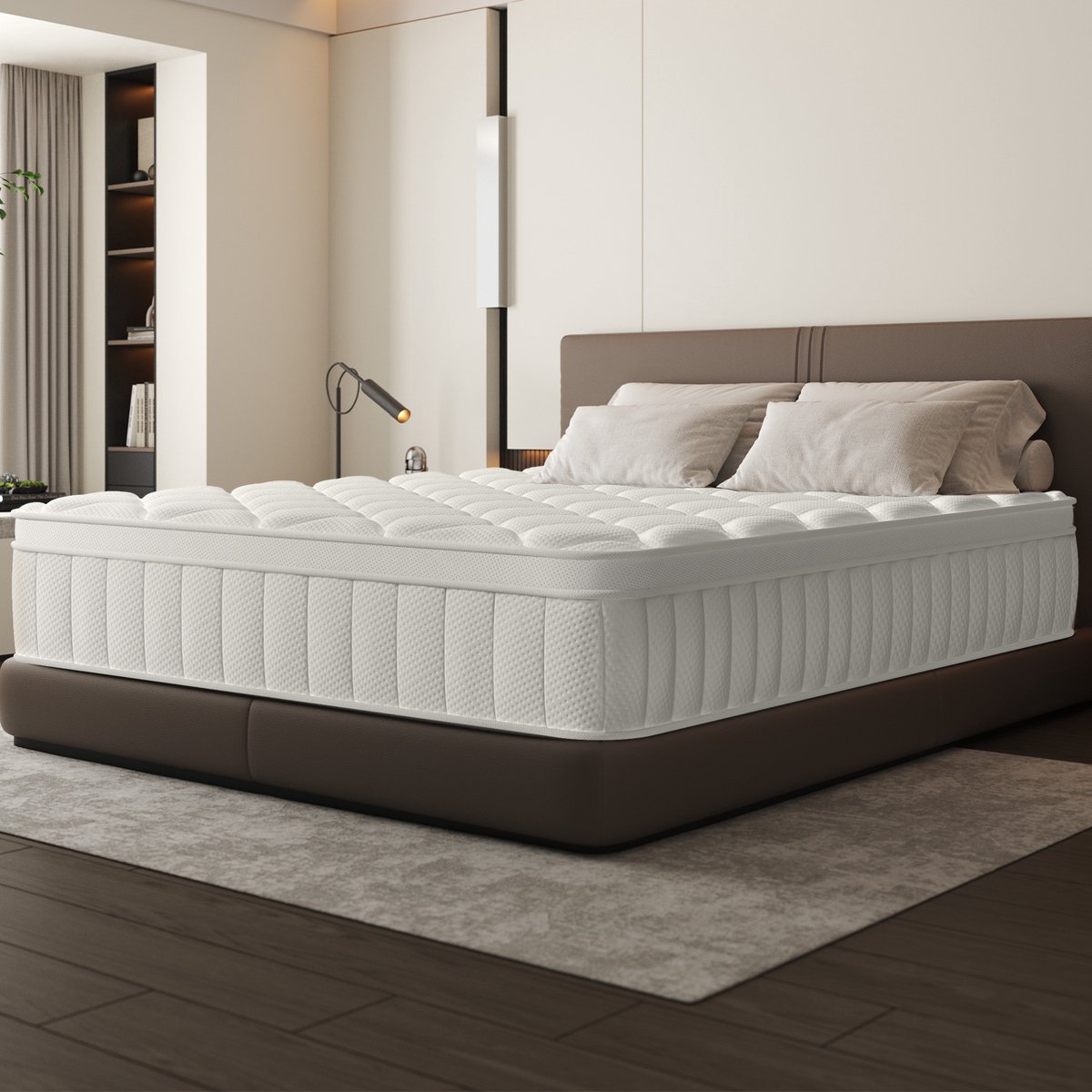 Saikefy Matras 180 x 200 cm - 25cm - Pocketvering Matras - 7-Zones - Orthopedisch - Anti-Allergie - Traagschuim - Gemiddelde Stevigheid