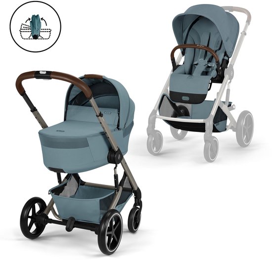 Cybex Balios S Lux - kinderwagen - 2-in-1 - Stormy Blue - met opvouwbare wieg - 2026