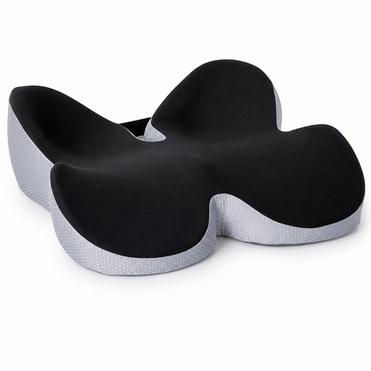 Gloovon® - Ergonomisch Zitkussen - Orthopedisch Zitkussen & Zitring - Stuitkussen - Stuitje - Geschikt voor bureaustoel, auto en sofa - Traagschuim - Zwart