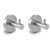 HUSH Living - Handdoekhaakjes - Set van 2 stuks - Wandmontage - Inclusief Bevestigingsmateriaal - Geborsteld Staal - RVS
