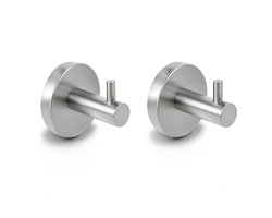 HUSH Living - Handdoekhaakjes RVS - set van 2 stuks - wandmontage - inclusief bevestigingsmiddelen - geborsteld staal