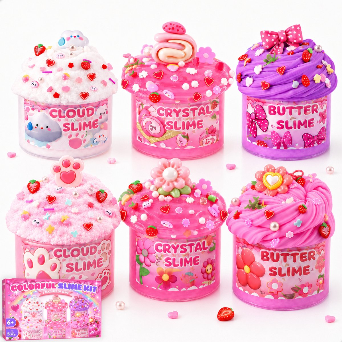 Boncy® Slijm Kit - Cupcake Slijmpakket voor Kinderen - Slime Maken Pakket - Speelgoed Set voor Jongens & Meisjes - Kinderspeelgoed 3 4 5 6 8 10 + Jaar - Fluffy Butter Slijmset Maker - 3 Texturen Met Decoratie
