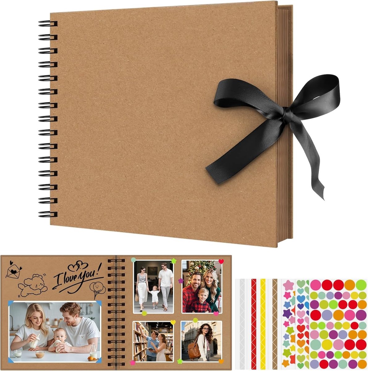 DIY Fotoalbum met 80 Pagina's, Hard Cover en Kraft Papier - Perfect voor Herinneringen aan Bruiloften, Verjaardagen en Reizen