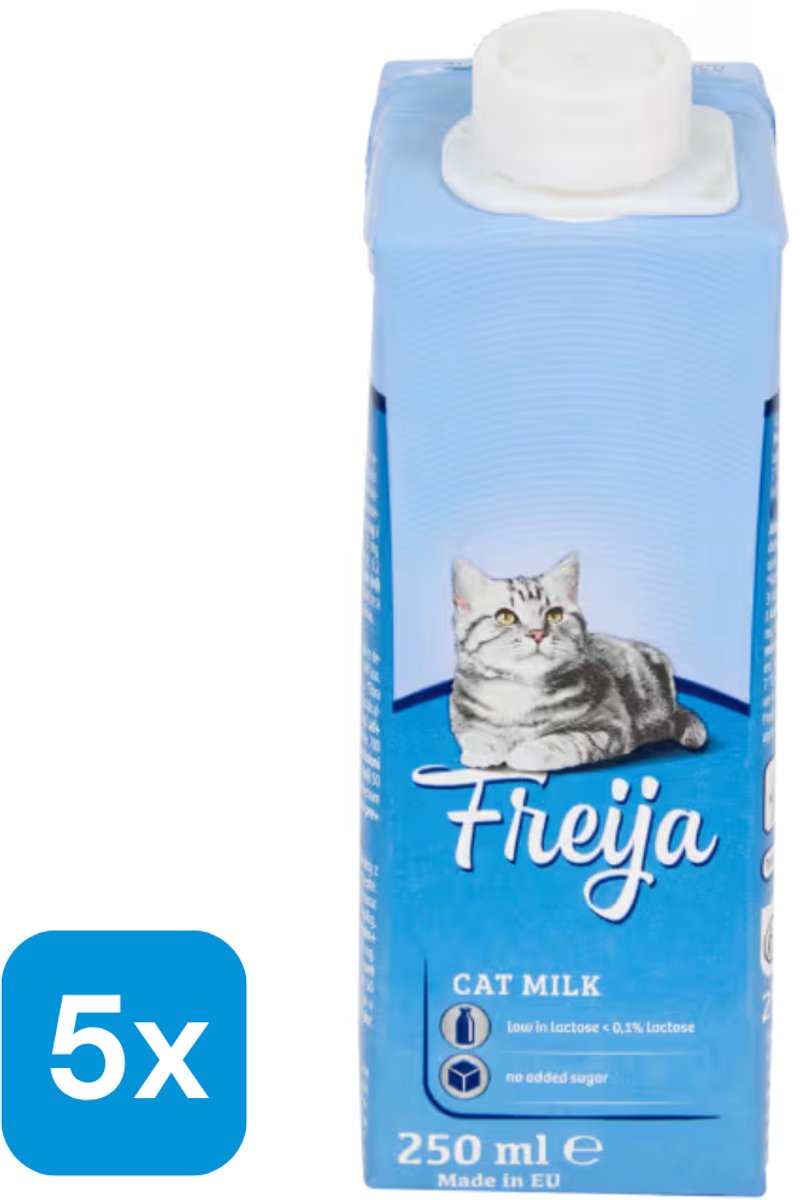 FREIJA Cat milk/katten melk  - 200 ml x 5 stuks met zeer laag lactosegehalte!