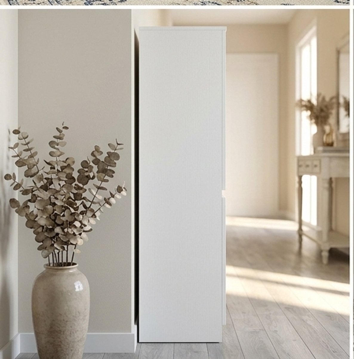 Smalle Hoge Schoenenkast 180 cm - Witte Gangkast met 2 Deuren en Planken - Multifunctionele Opbergkast voor Hal, Woonkamer en Slaapkamer - 50x39x180 cm - novihomestore