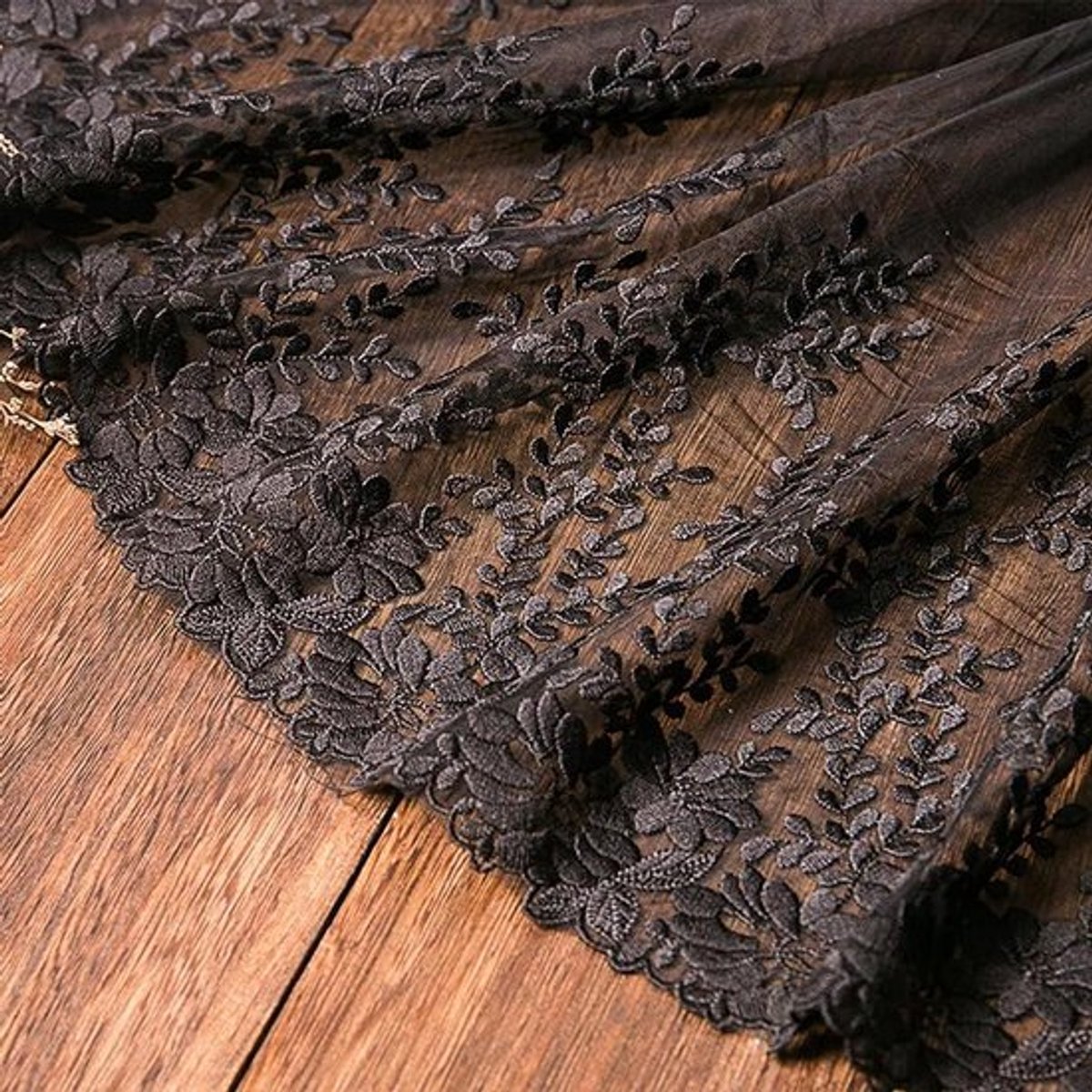 Vintage Kanten Decoratielint - Sierband - Breedte 32 cm - Naaien - Bruidssluiers Petticoats Trouwjurk - Zwart - Geschikt voor bruiloftsdecor