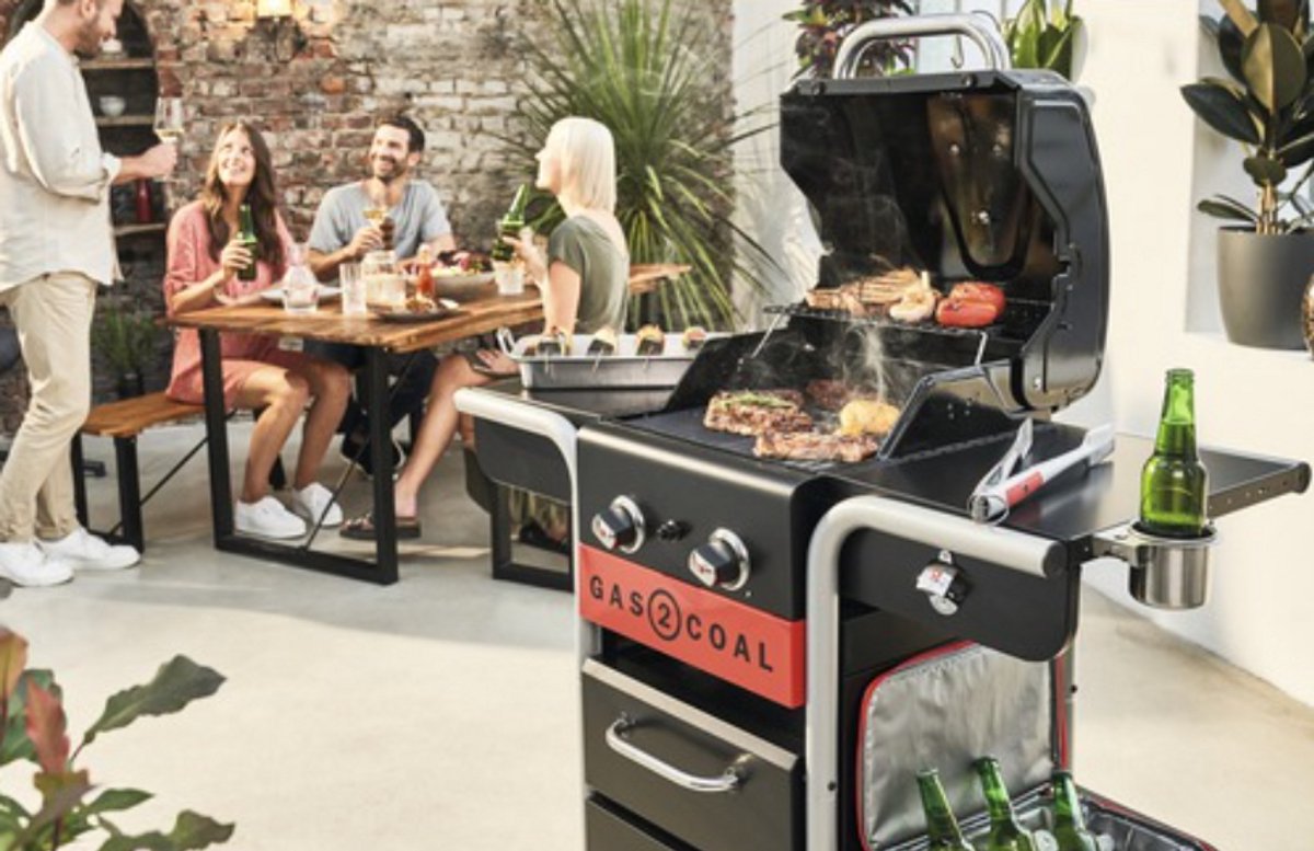Char-Broil Gas2Coal 2.0 210 Hybrid BBQ – Gasbarbecue & Houtskoolbarbecue – 2 Branders – TRU-Infrared – Zwart – foto 4