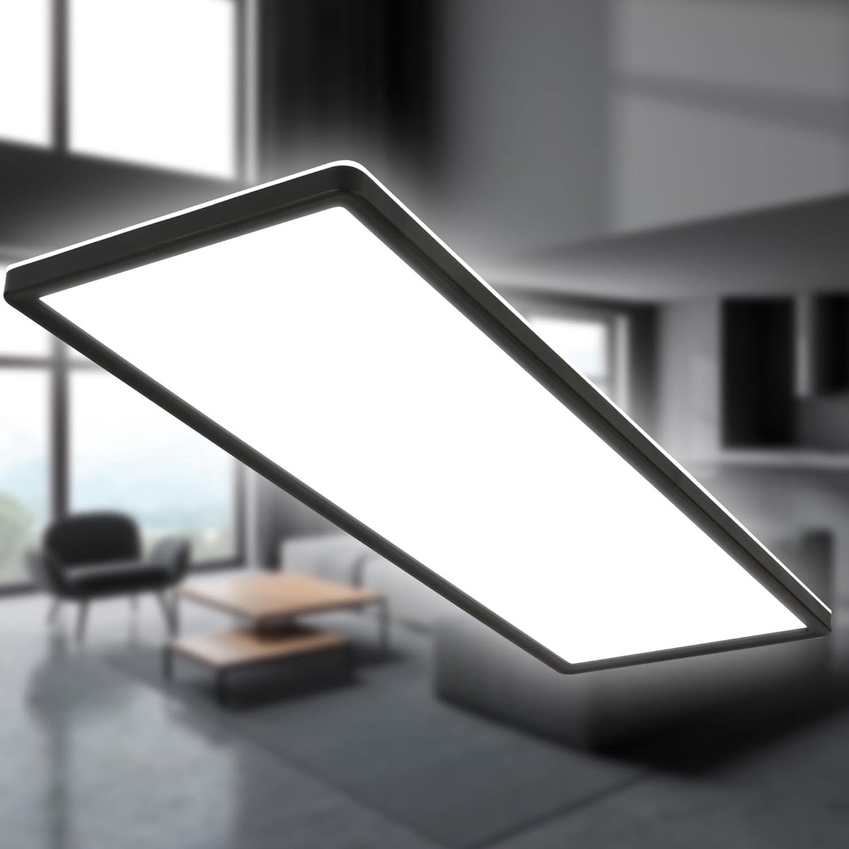 LED Paneel Plafondlamp - Zwart - Neutraal Wit Licht - IP44 Spatwaterdicht - Voor Badkamer en Woonruimtes