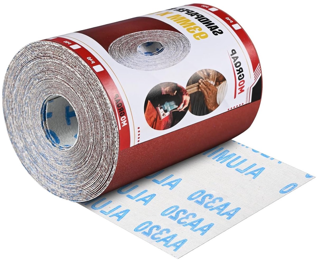 Schuurpapier Rol 93 mm x 5 m, 320 Korrel voor Hout, Metaal en Roestvrij Staal, Nat en Droog Schuren, Handmatig Schuren