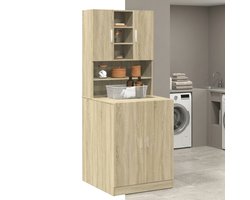 Wasmachine ombouw - Kast - Opbouwmeubel - Verhoger - Wasmachine meubel - Opbergkast - Hout - Sonoma Eiken