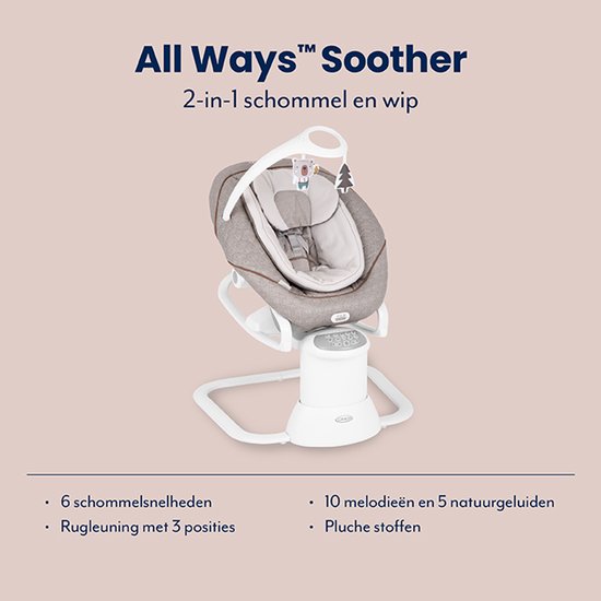Graco All Ways Soother - Little Adventures - Babyschommel- en wipstoel - vanaf de geboorte tot ongeveer 6 maanden (max. 9 kg) van Graco — afbeelding 5