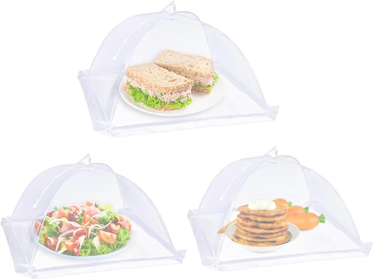 Set van 3 Vouwbare Voedselbeschermers - Mesh Netten voor Fruit, Gerechten en Picknicks, Bescherming tegen Vliegen en Insecten
