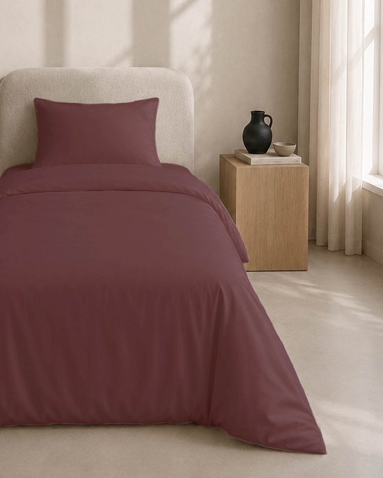 HOOMstyle Dekbedovertrek met kussenslopen - luxe micro Percale - dekbedovertrek - 140x220cm - 1 persoons - Bordeaux van HOOMstyle — afbeelding 2