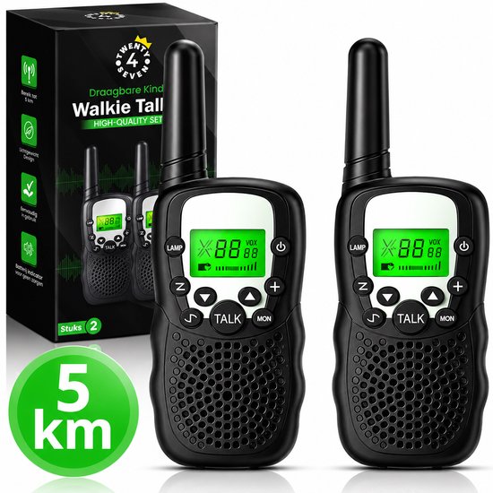 Twenty4seven® Walkie Talkie voor Kinderen - 2 Stuks - Portofoon voor Volwassenen - 5km Bereik - Cadeau Kerst & Sinterklaas