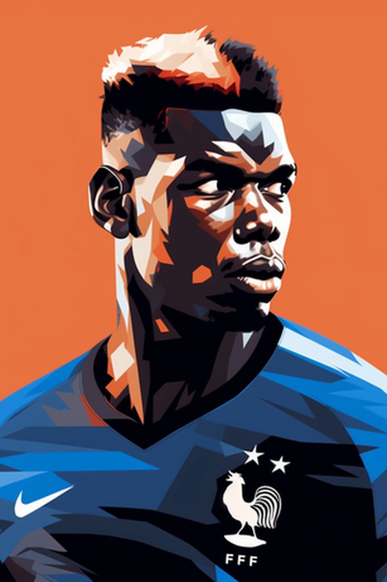 Paul Pogba Poster - Frankrijk - Paul Pogba - Voetbal - Voetballer - Portret - Woondecoratie - posters - formaat 30x40cm - XS667