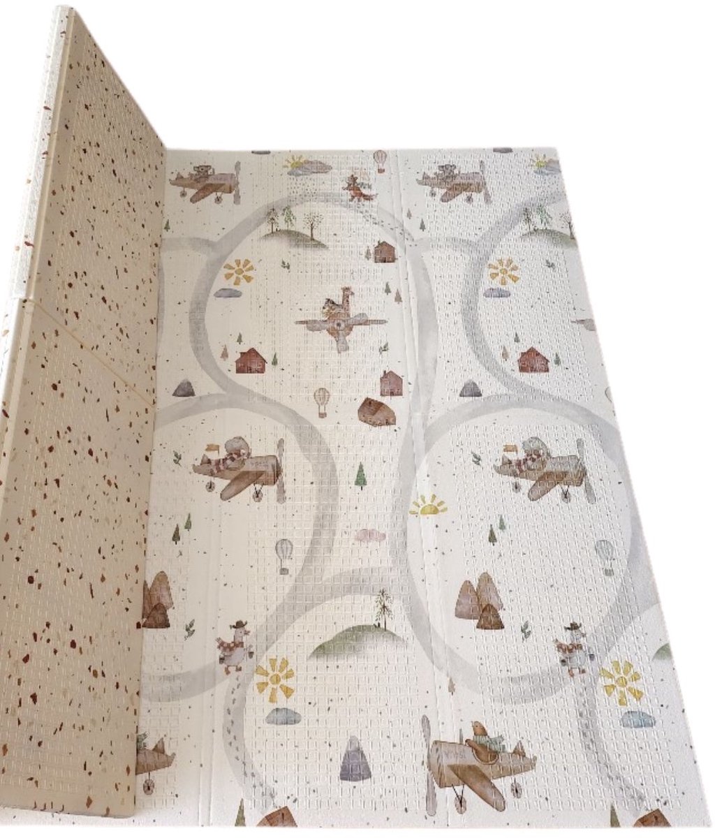 NilaFee® - Speelmat Baby - Speelkleed - Anti slip - Opvouwbaar - Opbergtas - 147 x 190 - XPE - CE getest - Waterafstotend - Auto - Vliegtuig - Terrazo Brown — afbeelding 13