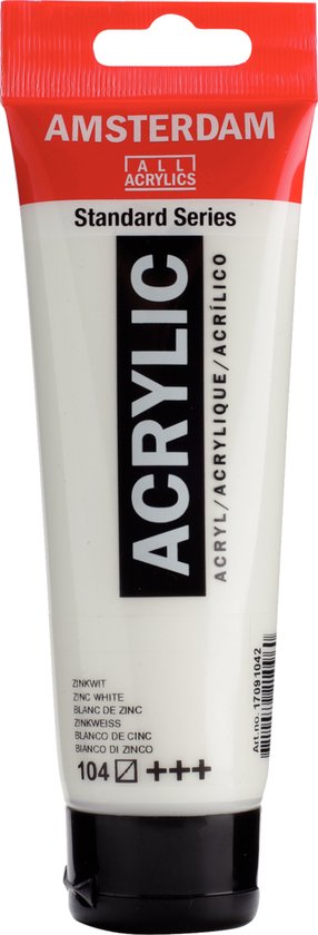 Tube de peinture acrylique Amsterdam Standard Series 120ml, blanc de zinc 104.