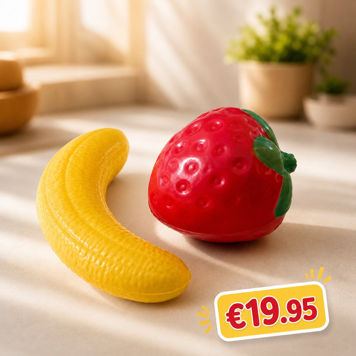 Squishy - fruit - set - banaan - aardbei - fidget - fidget toys - kinderen - stress - speeltje