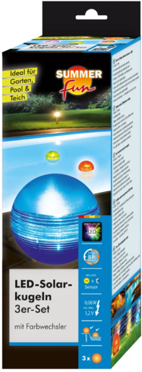 Zwembadverlichting - Summer Fun Solarbol Verlichtingsset - 3 Drijvende Solar LED Lichtbollen - Waterdicht IP68 - Voor Zwembad -Vijver en Tuin