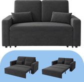 Bealife AR28 Slaapbank 2 persoons - 3-in-1 Bank met Slaapfunctie - Verstelbare Sofa met Armleuningen - Tweepersoonsbed voor woonkamer, slaapkamer of logeerkamer - Donkergrijs