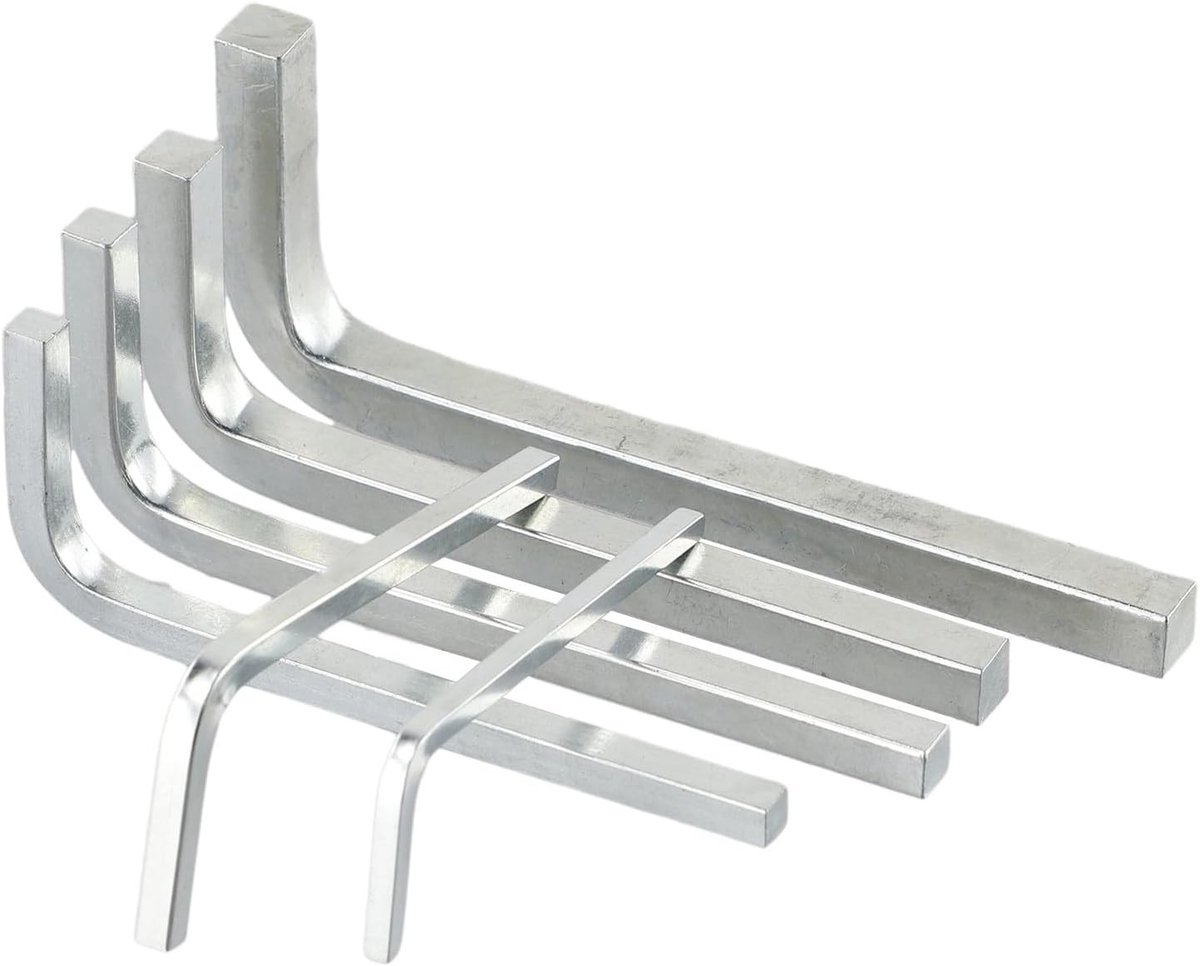 L-vormige vierkante moersleutel set van 6 stuks in chroom vanadium staal voor pocket hole schroeven, 3-8mm, met handige opbergtas