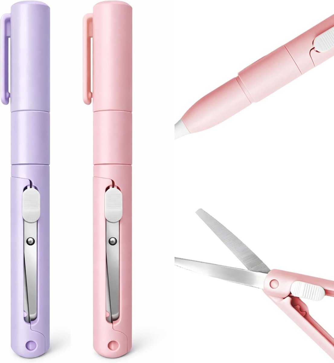 Papiersnijstiften set van 2, multifunctionele snij- en schrijfpennen, keramische snijders voor papier en knutselen (roze en paars)