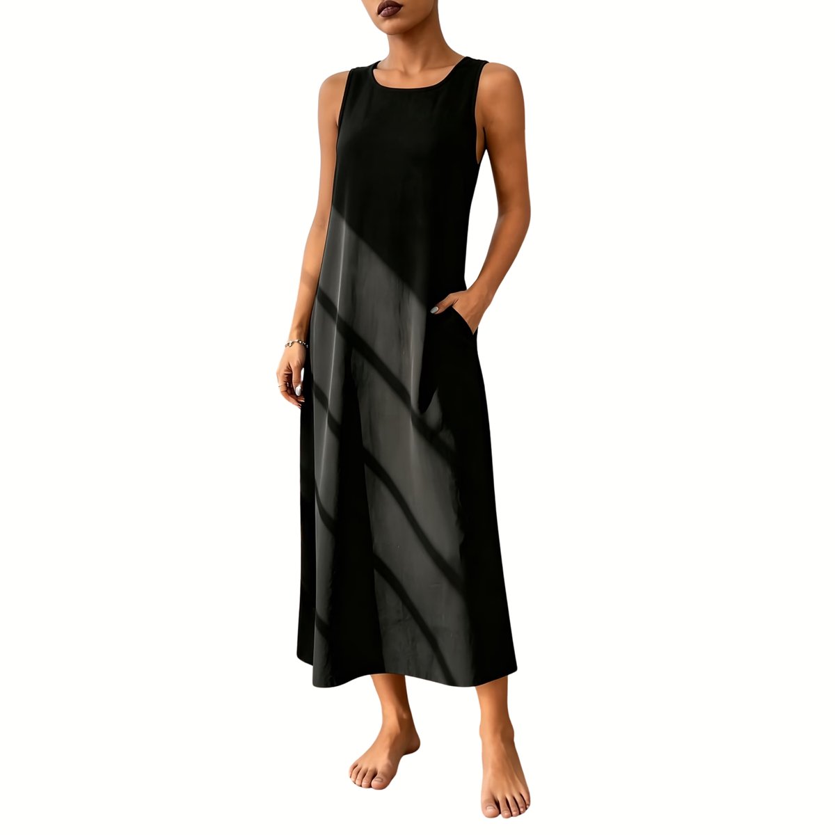 Currero Zomerjurk Dames Zomerjurken Volwassenen Vrouwen Midi Jurk Ibiza Stijl Sundress Dress XXL Zwart