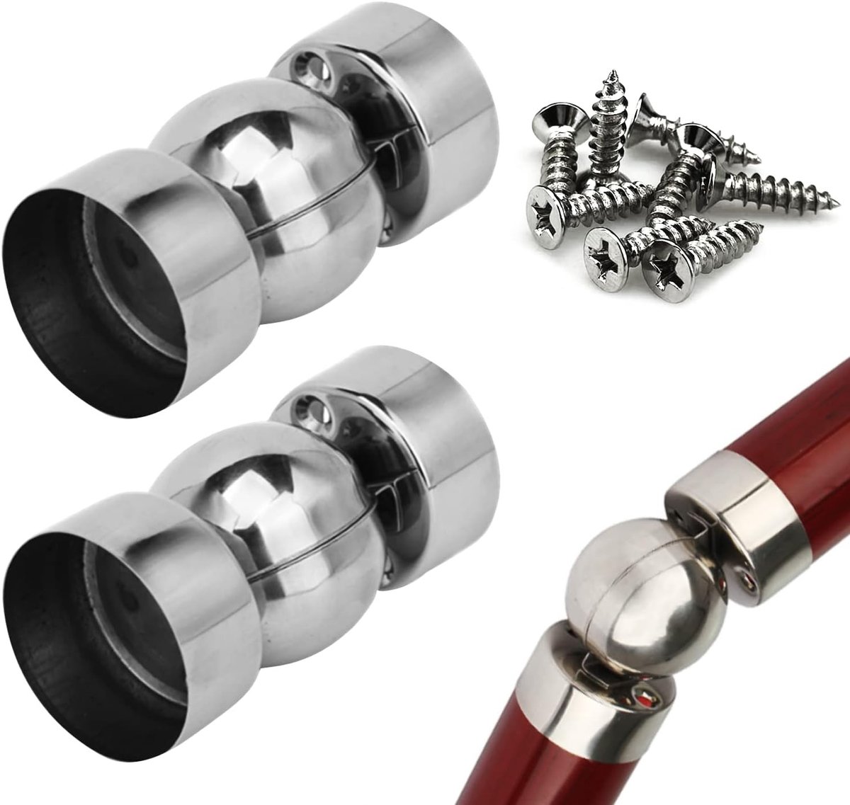 2 Stuks RVS Buiskoppelingen (50mm) - Ultra Dun 0.4mm Universele Leuning voor Trap - Inclusief 8 Schroeven en Montage Accessoires