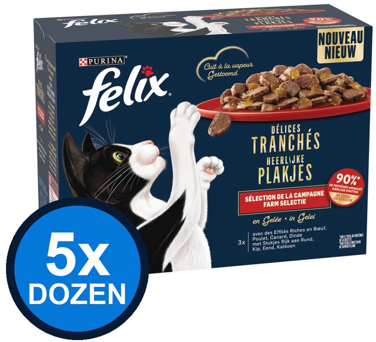 Felix Felix - Heerlijke Plakjes Farm Selectie in Gelei - Kattenvoer Natvoer - 960g