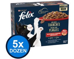 5x Felix - Heerlijke Plakjes Farm Selectie in Gelei - Kattenvoer Natvoer - 960g