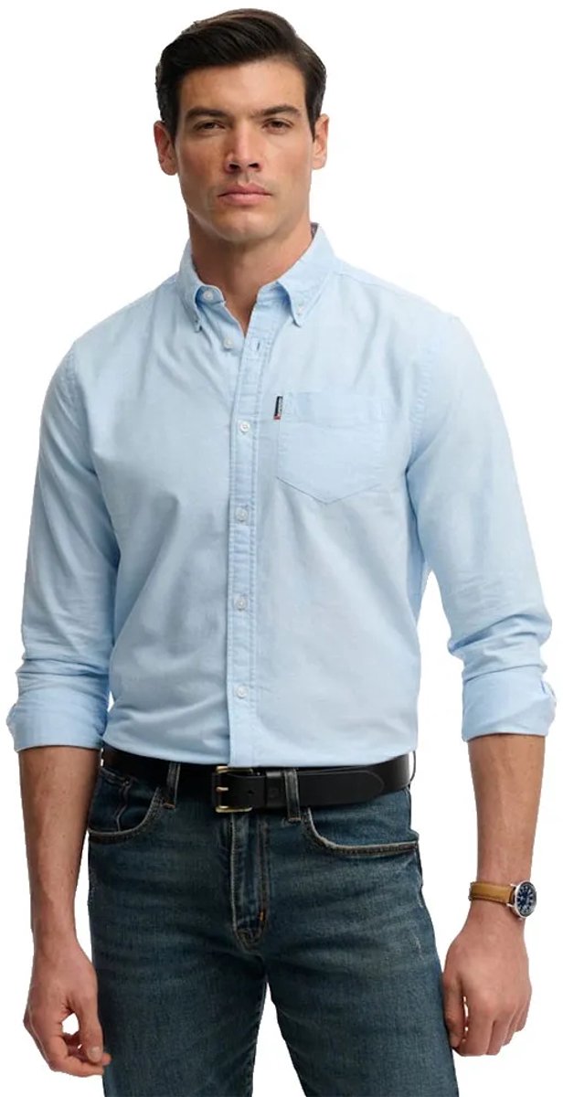 Superdry Essential Oxford Overhemd met Lange Mouwen Heren Lange mouwen shirts Blauw