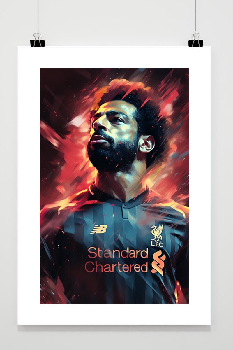 Mohamed Salah Poster - Liverpool - Mo Salah Abstract - Voetbal - Wanddecoratie - posters - formaat 30x40cm - BXS741 - Met Witte Rand - passe-partouts stijl