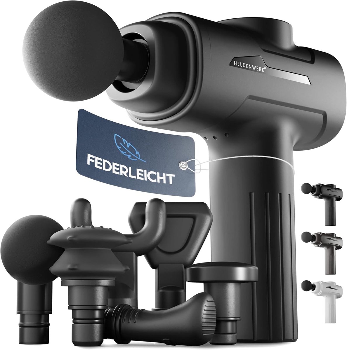 Massagepistool - Grijs - 6 massagekoppen - 3200 rpm - Voor spierherstel en ontspanning
