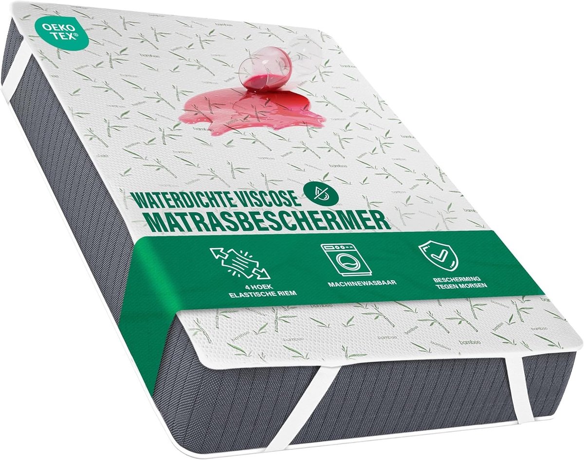 Matrasbeschermer - Bamboe Viscose - Waterdicht - Ademend - Voor Matrassen tot 30 cm