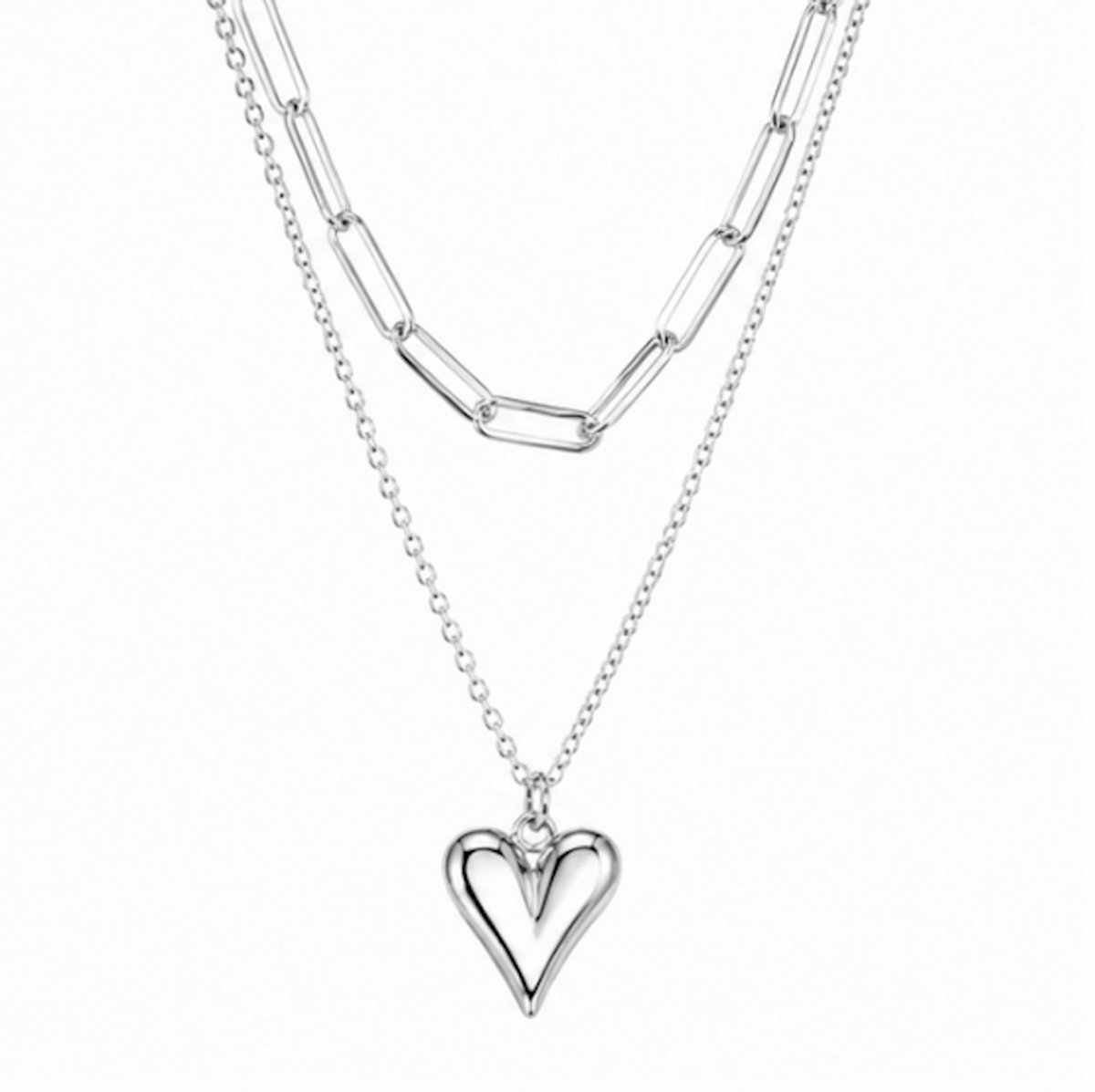 Luxe ketting -Stijlvolle ketting - Roestvrijstalen - hart hanger ketting -Cadeau Voor Vrouwen- cadeau -Valentijn - Liefde - Verrassing