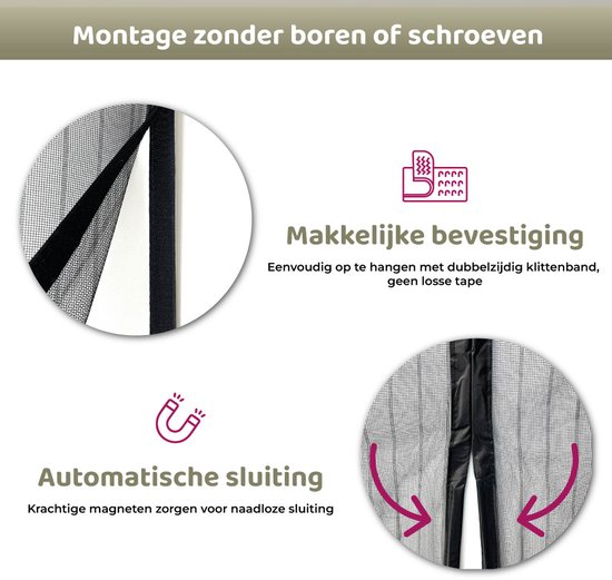 MijnVliegengordijn.nl - Premium Magnetisch Vliegengordijn 2026 - 195x240 cm (sluiting rechts) - Hordeur voor enkele & dubbele tuindeuren - Zelfsluitend - Met klittenband - A-kwaliteit - Kind en diervriendelijk — afbeelding 4