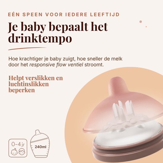 Emulait Classic Babyfles - responsief voeden - anti-koliek - borstvormig - 240 ml - kleur: Light - maat: 1 — afbeelding 4