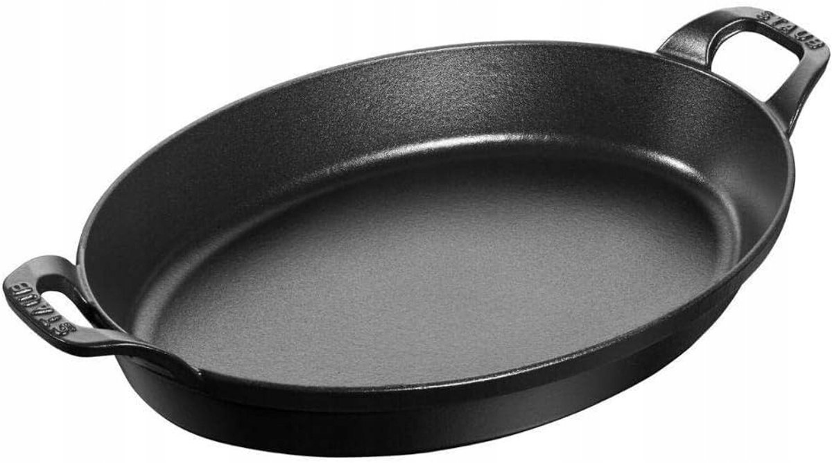 Ovaal Gietijzeren Ovenschaal 32 cm, 2.2L - Zwart