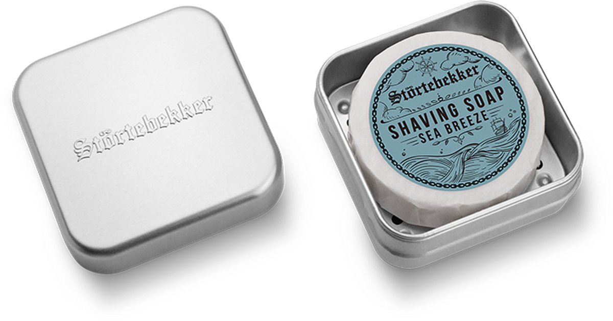 Störtebekker® Scheerzeep & Zeepdoos Set - Shaving Soap Set Heren voor een Zachte Natte Scheerbeurt - Romige, Rijke Schuim - Aluminium Zeepdoos met Afdruiprooster - Handgemaakt in Nederland - 9 Geuren