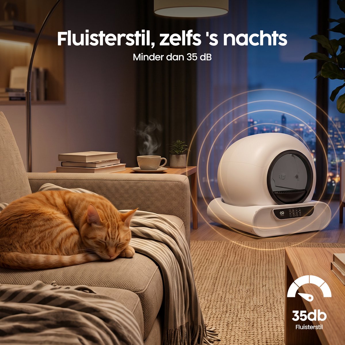 Infinity Goods Automatische Kattenbak XXL - Zelfreinigende Kattenbak - Incl. App - 75L - Met Kattenbakmat en 3 Rollen Opbergzakjes thumbnail 8