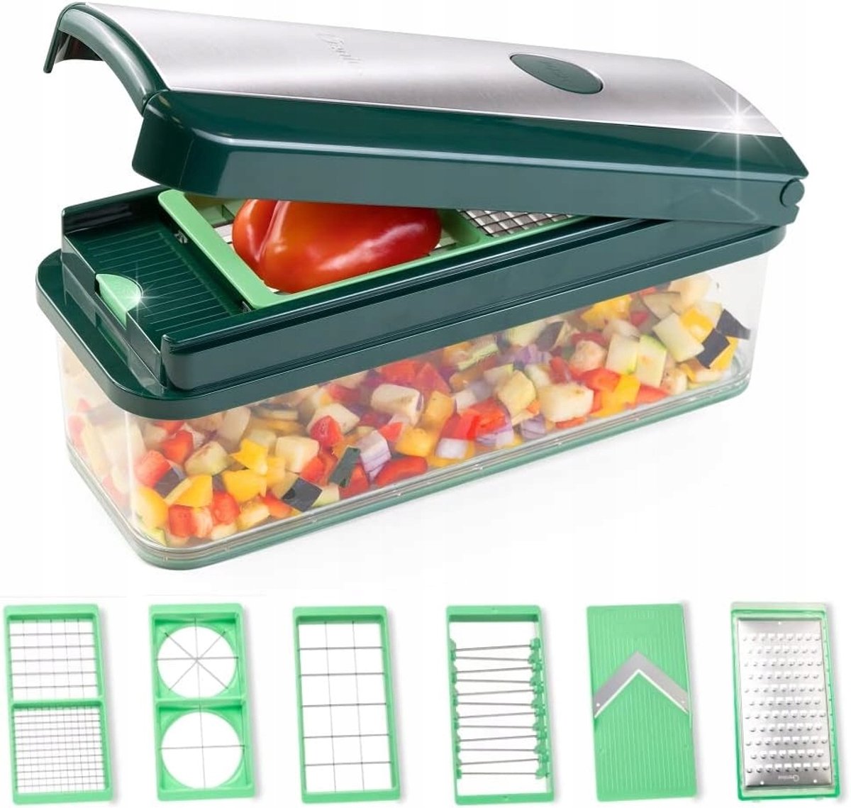 Groentesnijder 15 onderdelen - Nicher Dicer Exclusive Groen